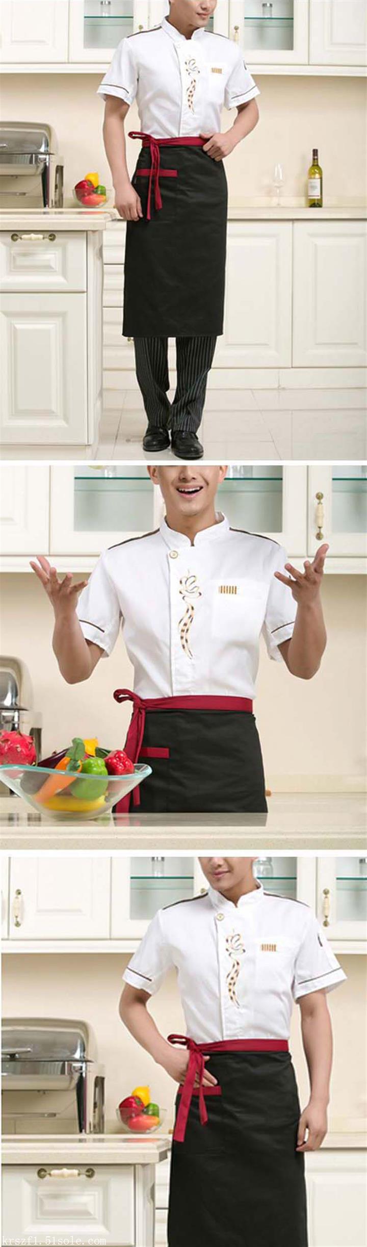 武汉光谷夏季短袖厨师服定做酒店西餐厨师长服装厨衣定制
